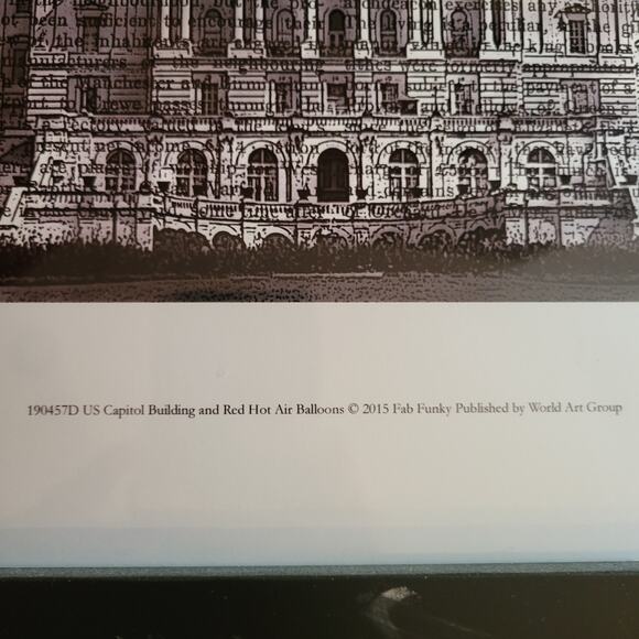 Fab Funky US Capitol DC Red Hot Air Balloons Dictionary Page Print 19 x13 Framed - Picture 2 of 4